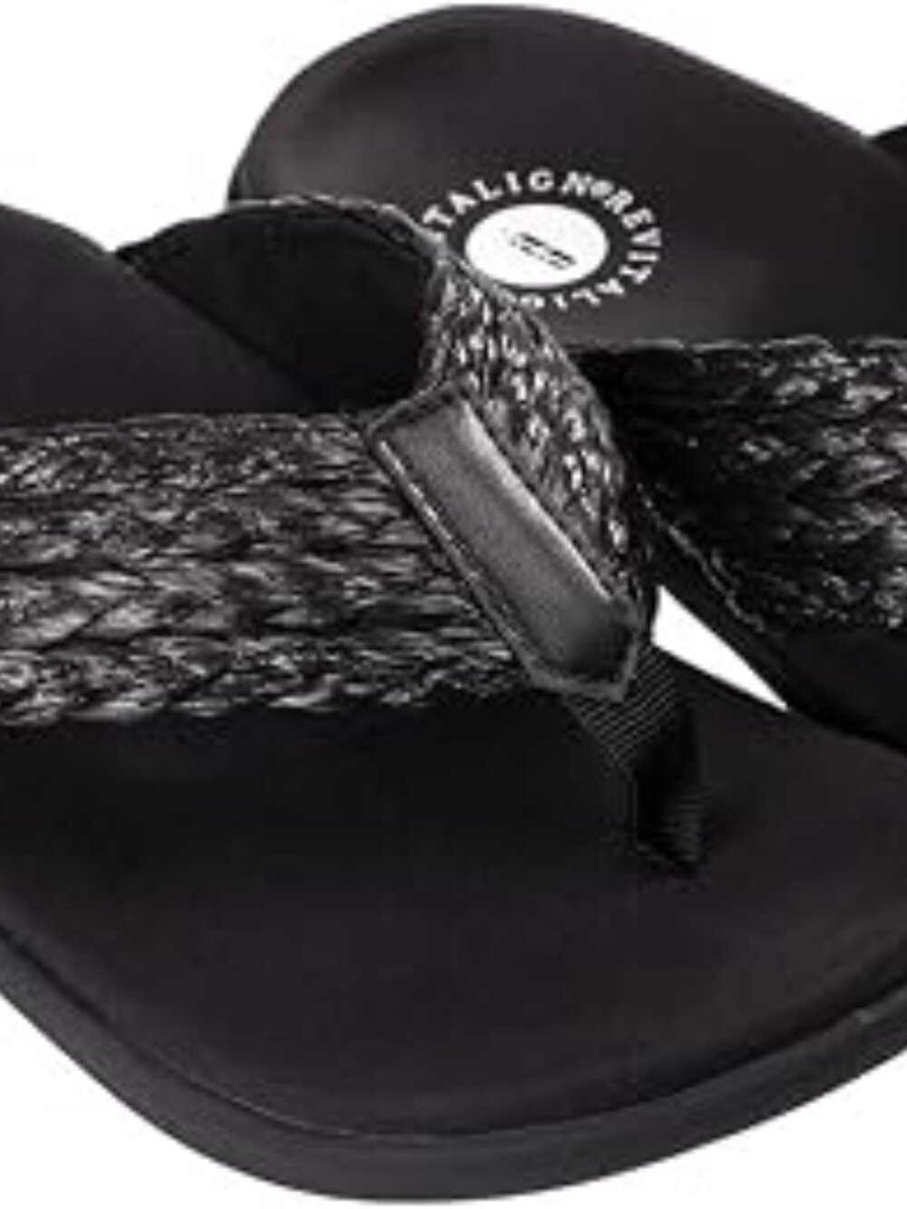 Revitalign Women's Orthotic Black Yumi Raffia Memory Foam Thong Sandals Size-6D